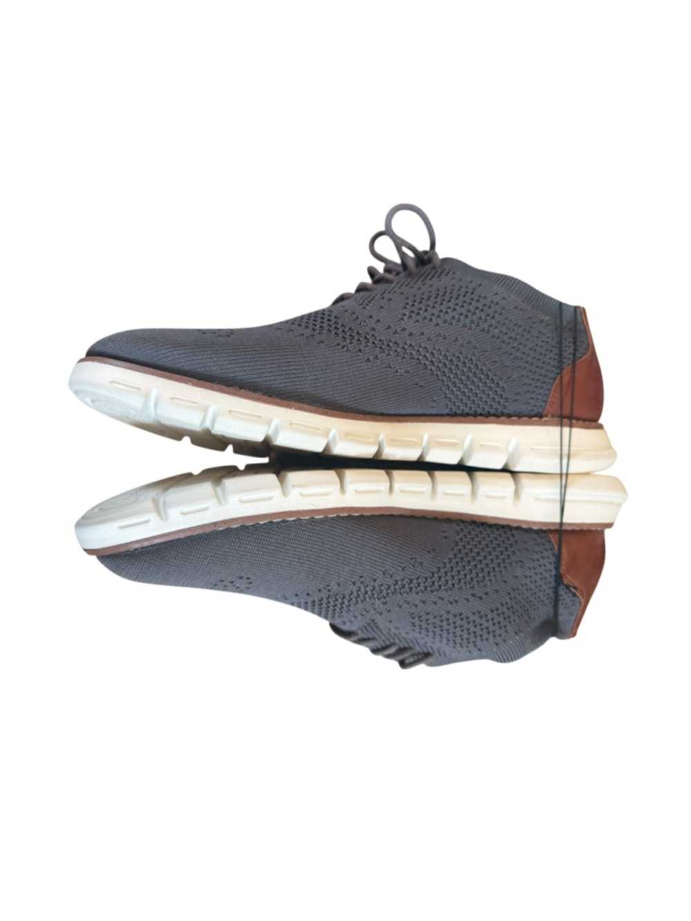 Men's Nautica Gray Knit Oxfords & Derbys Size 10 with Brown Accents - Picture 3 of 7